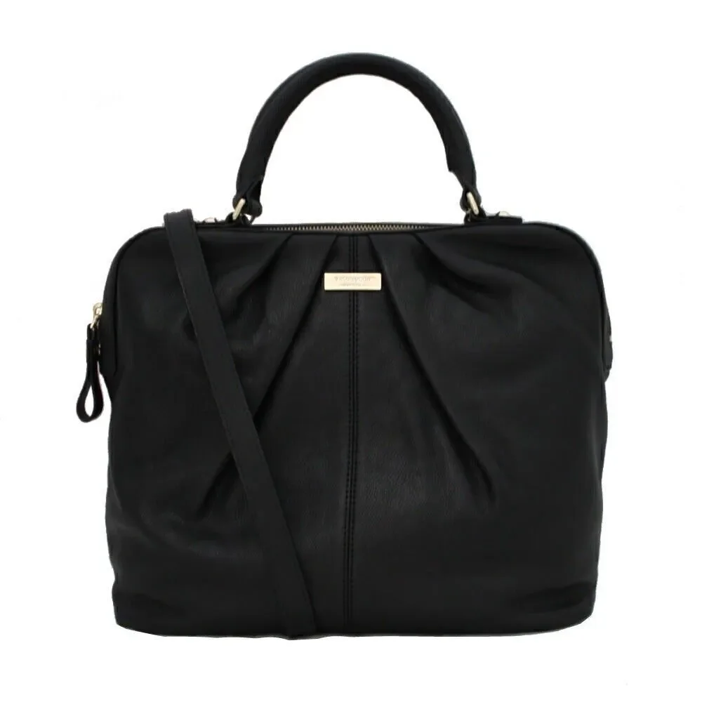 Kate Spade 5 Points Camille Bag- Black Leather With Handles Mutli Stripe Inside